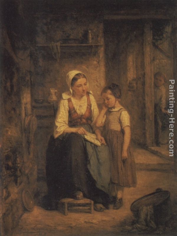 The Reading Lesson painting - Leon Caille The Reading Lesson art painting